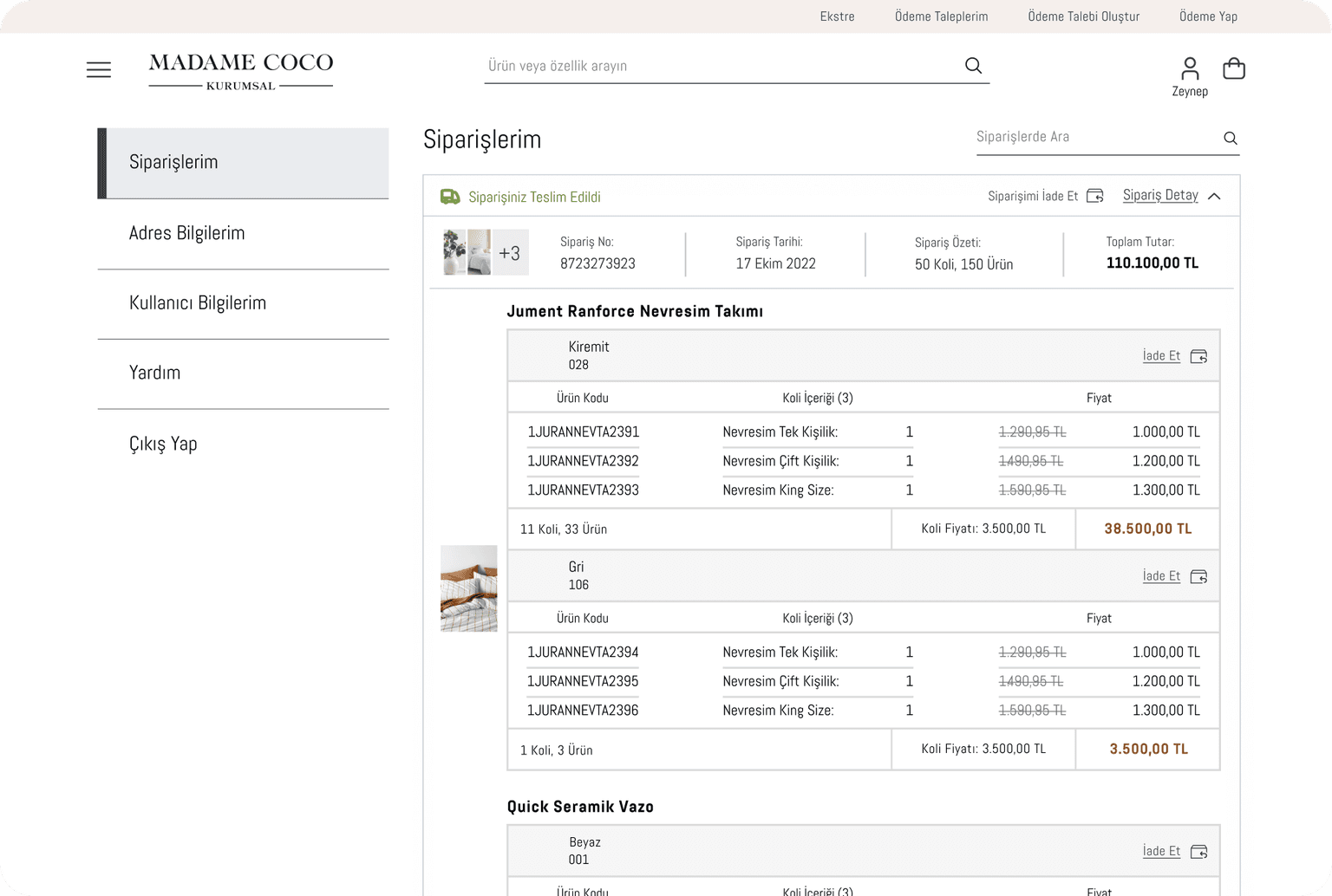 Madame Coco Orders Page Revise